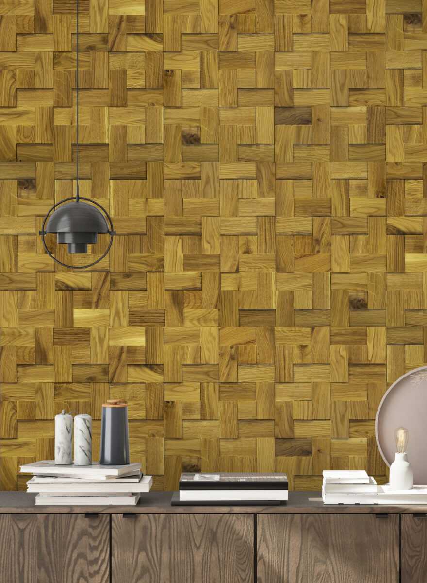 Panouri decorative din lemn de stejar, Weave Glance Cubetti